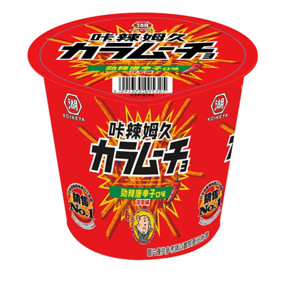 Enhance your wholesale assortment with  Kalamojo Long Potato Sticks - Spicy Tang Xinzi Flavor 65g  /12 Buckets