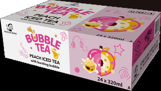 Hot Sale for Beverage Wholesalers: 320ml * 24 Bottles of Taiwan Peach Bubble poping boba Canned Drink Beverage