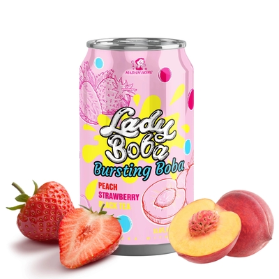 Peach and Strawberry Bursting Boba Bubble Tea - 320ml - Your Wholesale Supplier for Boba Tea and Bubble Tea Products