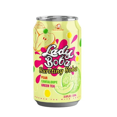 Pear and Cantaloupe Blended Fruit Tea with Popping Boba - A Refreshing and Exotic Beverage Delight for Bubble Tea