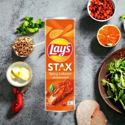 Bulk Savings: Lay's Stax Spicy Lobster 100g x 16 Packs - A Top-Selling Flavor