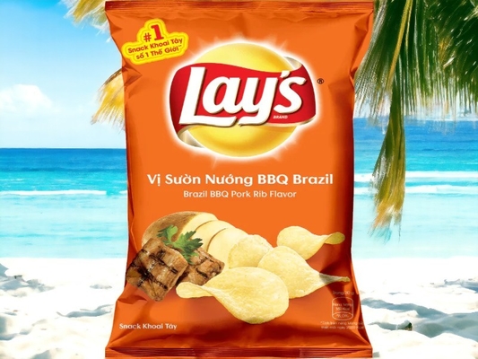 Lay's Brazil BBQ Pork Rib Flavor Chips - Bulk Case of 40 Packs (90g Each) for Wholesale and Retail