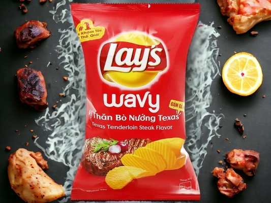 Wholesale Case of Lay's Wavy Chips, Manhattan Steak Flavor - 100 x 58g Packs for Retail and Wholesale