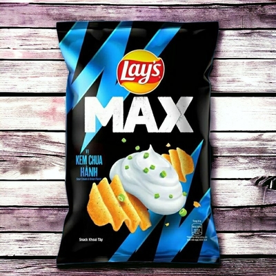 Lay's Max Onion Sour Cream Flavor Chips - 75 g Packs, 40-Count Wholesale Case- Asian Snack Supplier